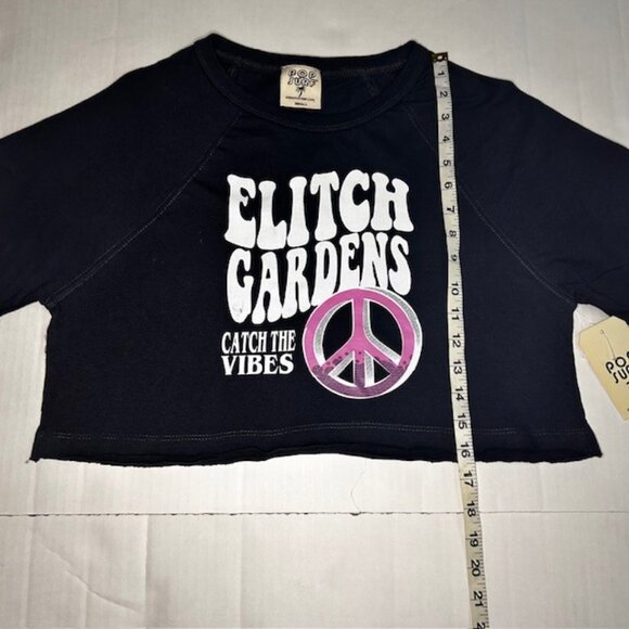 Pop Surf Elitch Gardens Cropped T-Shirt Dark Gray Size S New with tags - Picture 4 of 6